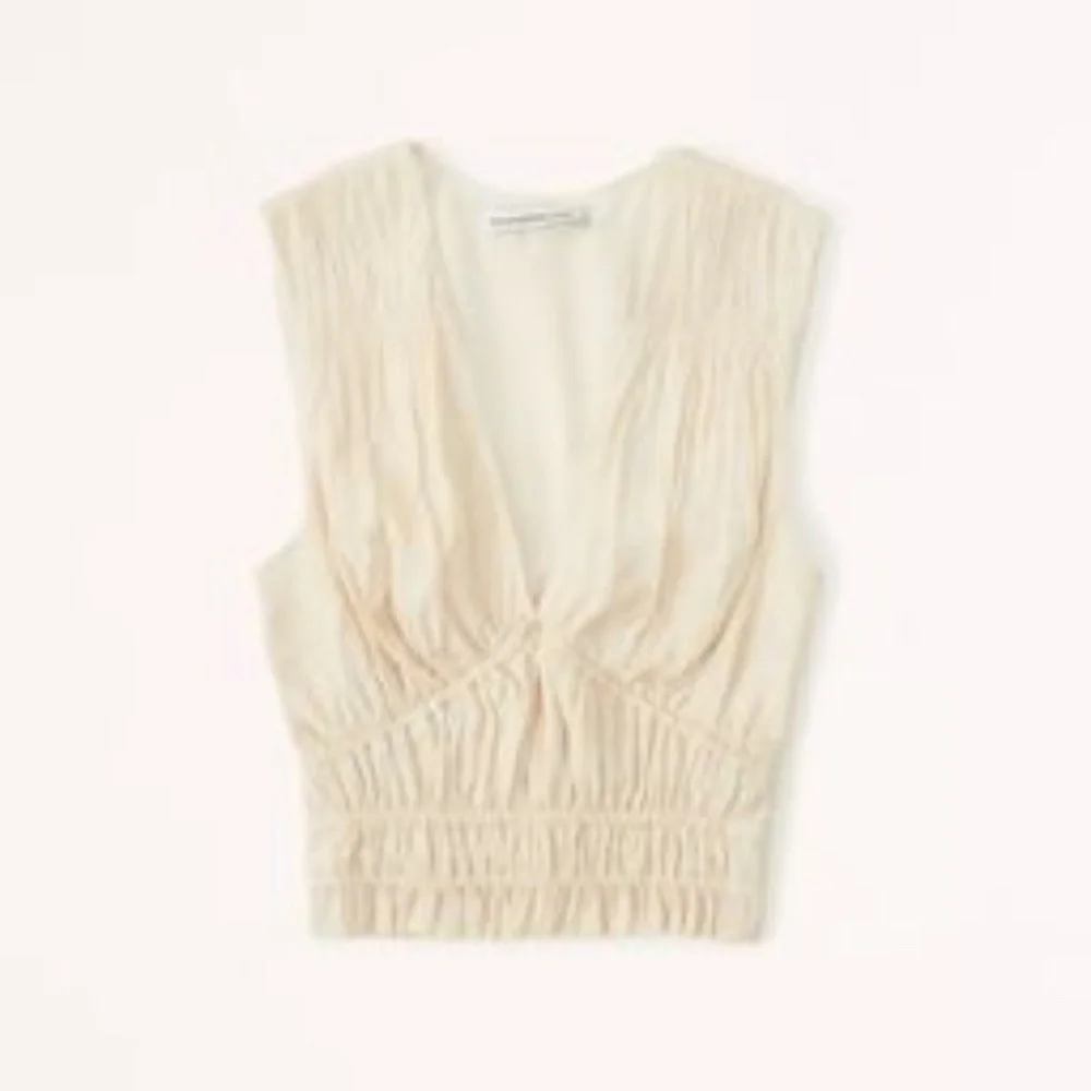 Abercrombie and Fitch Crinkle Textured Plunge Top and Maxi Skirt Cream M/L